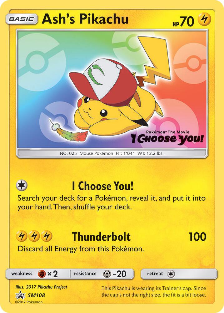 2017 Sun & Moon Promo Cards - Ash's Pikachu SM108
