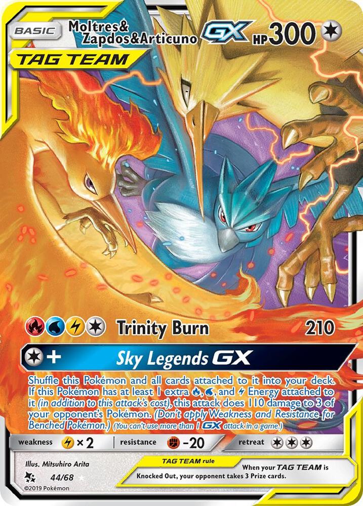2019 Hidden Fates - Moltres & Zapdos & Articuno GX 44/68