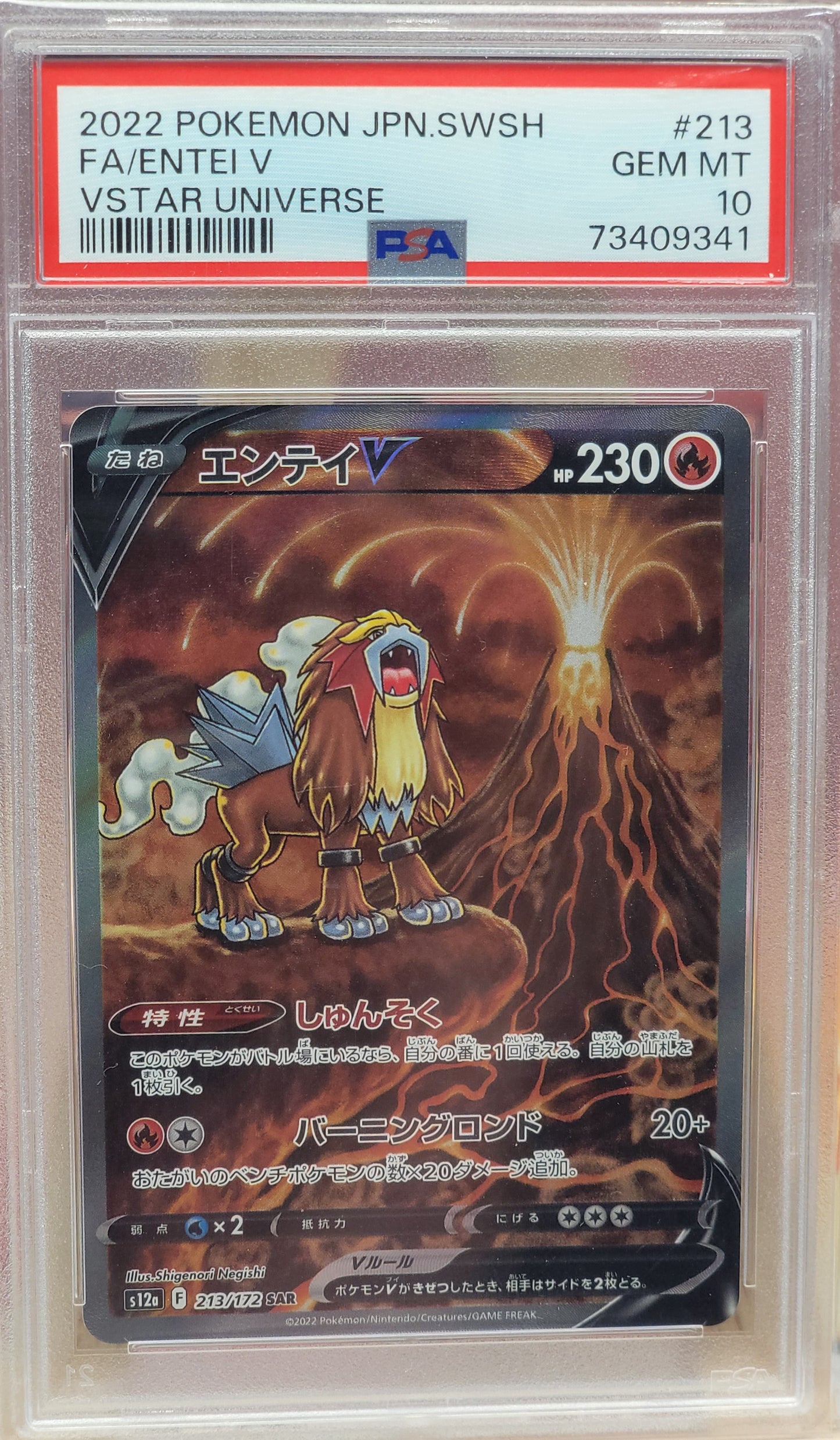 2022 Japanese VStar Universe - Raikou V #218, Suicune V #215 & Entei V #213 PSA 10
