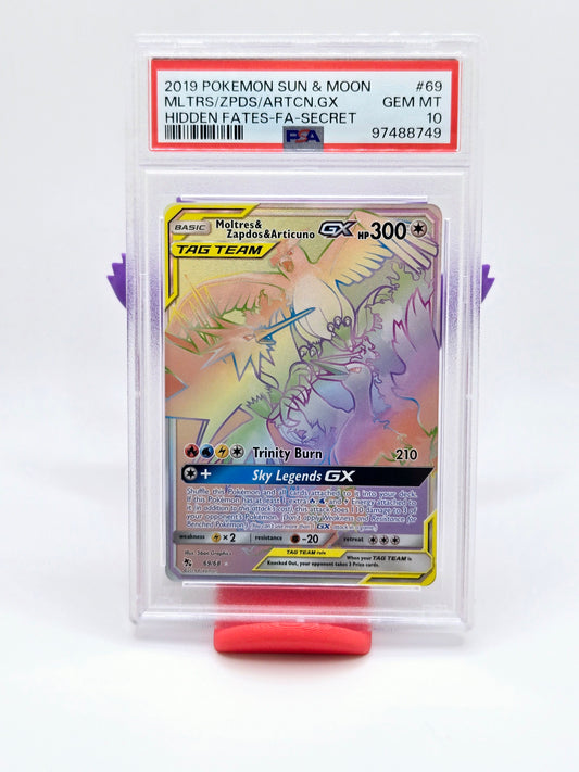 2019 Hidden Fates - Tag Team Moltres & Zapdos & Articuno GX #69 PSA 10