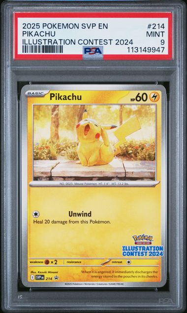 2025 Scarlet & Violet Promo Cards - Pikachu Illustration Contest 2024 #214 PSA 9
