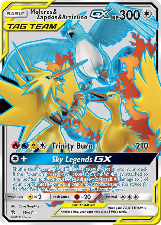 2019 Hidden Fates - Moltres & Zapdos & Articuno GX (Full Art) 66/68