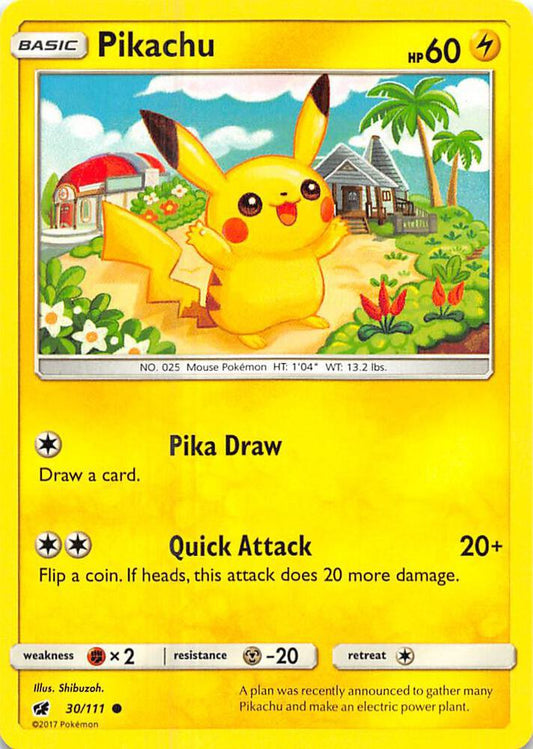 2017 Sun & Moon Crimson Invasion - Pikachu 30/111 Reverse Holofoil