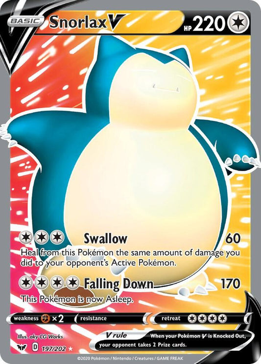 2020 Sword & Shield Base Set - Snorlax V 197/202