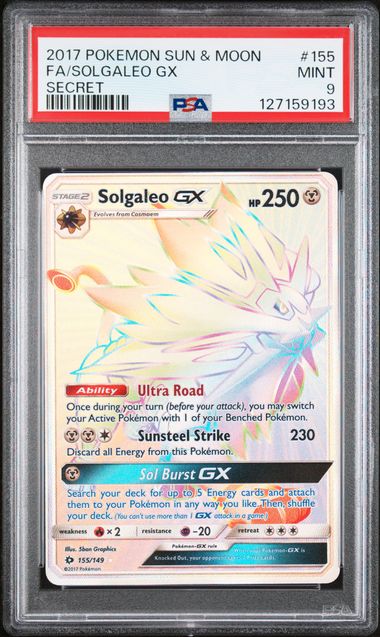 2017 Sun & Moon Base Set - Solgaleo GX 155 PSA 9
