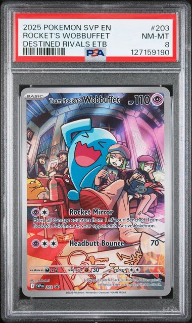 2025 Destined Rivals - Team Rocket's Wobbuffet #203 PSA 8
