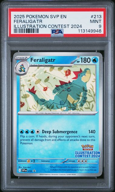 2025 Scarlet & Violet Promo Cards - Feraligatr Illustration Contest 2024 #213 PSA 9