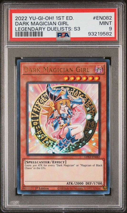 2022 YU-GI-OH! Legendary Duelists - Season 3 Dark Magician Girl EN082 1st Edition PSA 9
