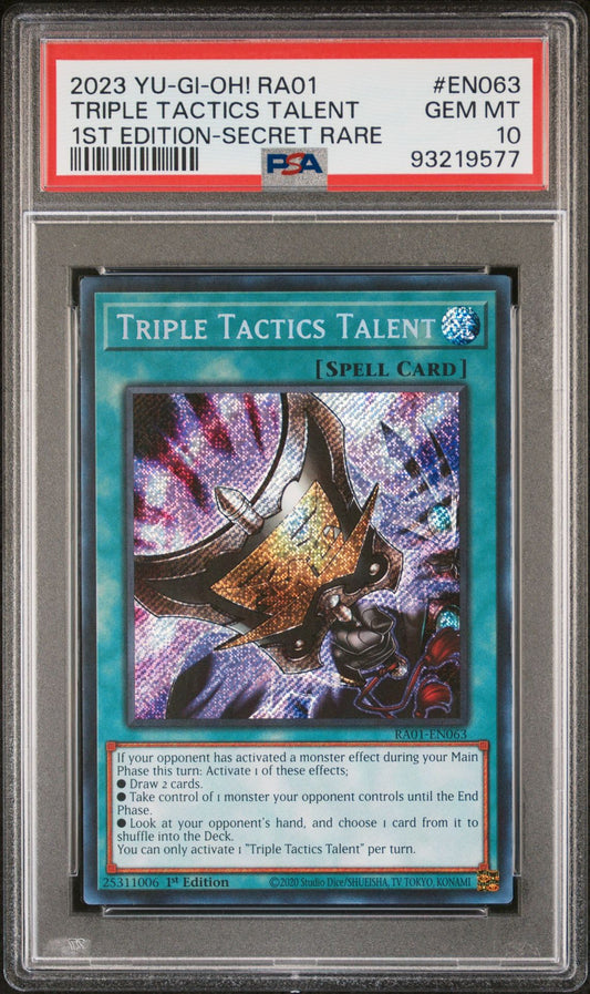 2023 Yu-Gi-Oh! 25th Anniversary Rarity Collection - Triple Tactics Talent RA01-EN063 [Secret Rare] 1st Edition PSA 10
